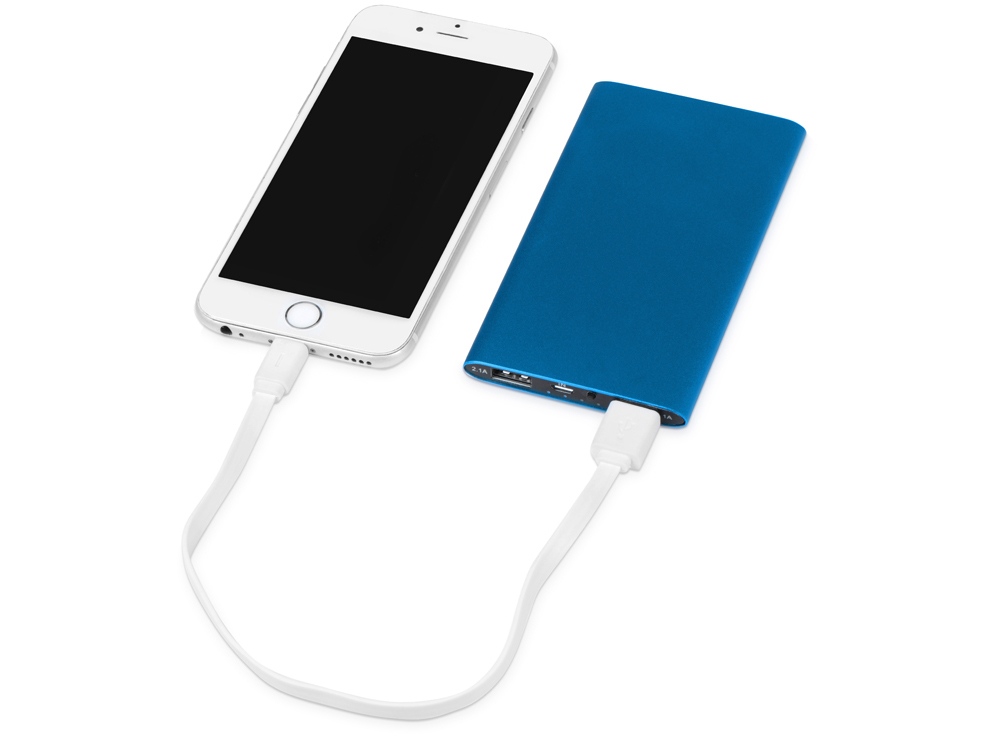 Портативное зарядное устройство Мун с 2-мя USB-портами, 4400 mAh, синий