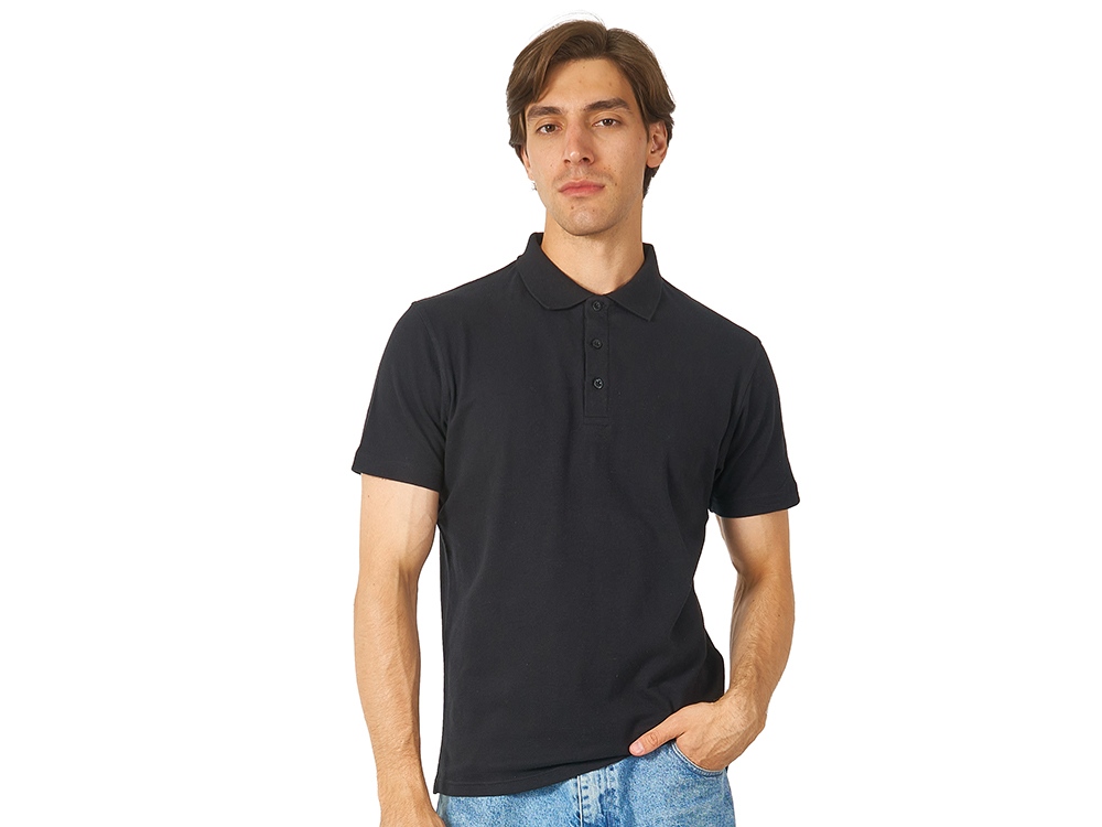 Поло с эластаном Chicago, 200гр пике, черный, 2XL