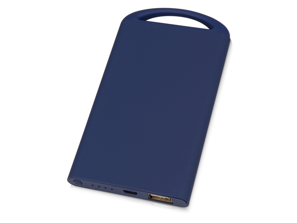 Портативное зарядное устройство Shine с зеркальной гравировкой, 4000 mAh, темно-синий