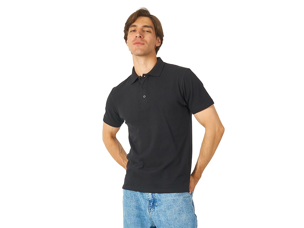 Поло с эластаном Chicago, 200гр пике, черный, 2XL